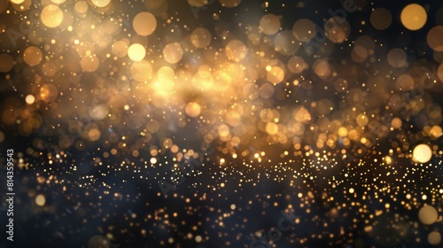 Background with abstract gliter lights, gold and black, de focused