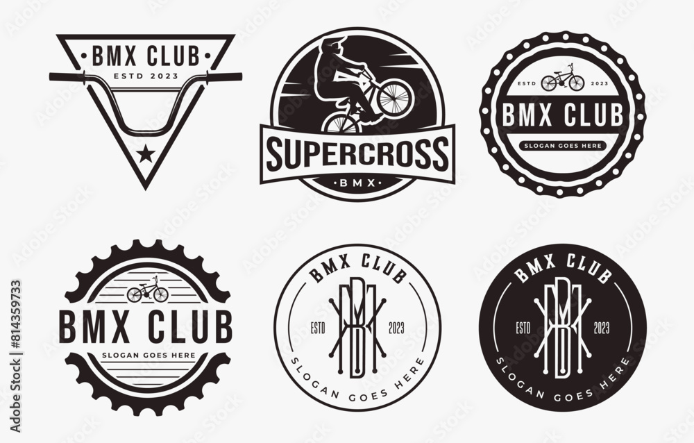 Set of sport BMX logo on white background