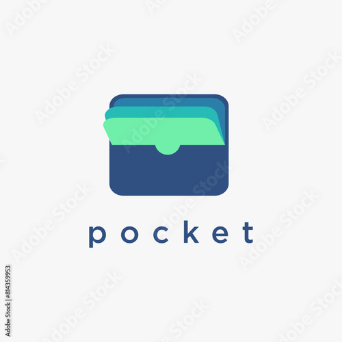 Modern abstract flat color pocket logo icon vector template on white background