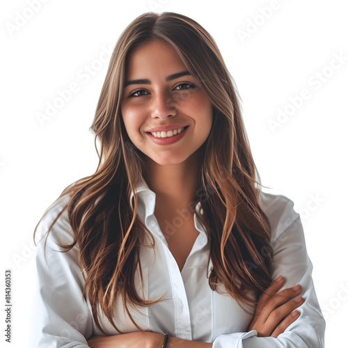 Young beautiful woman happy face smiling with crossed arms looking at the camera. 