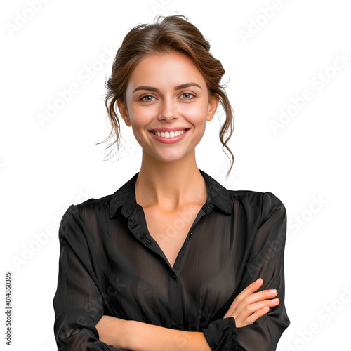 Young beautiful woman happy face smiling with crossed arms looking at the camera. 