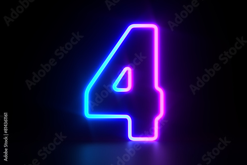 Neon number four on dark ba...