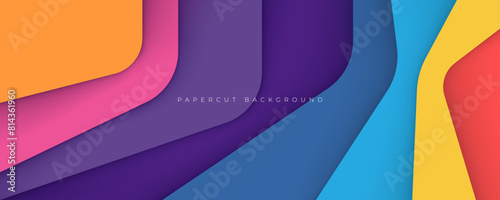 Papercut background with colorful layers decorative design vector