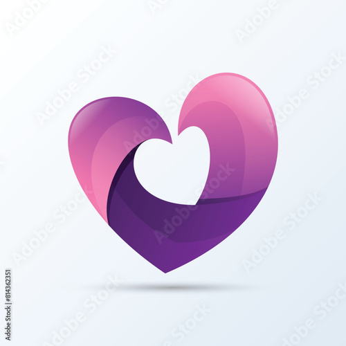 Heart vector symbol. Valentines day ribbon logotype.