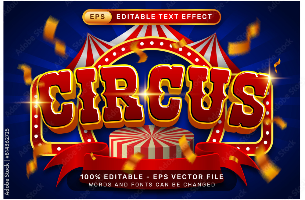 circus 3d text effect and editable text effect with tent and border show