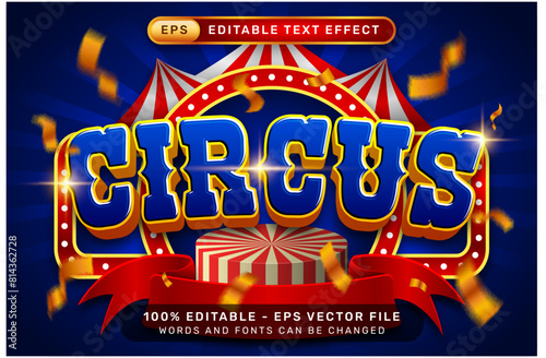 circus 3d text effect and editable text effect with tent and border show
