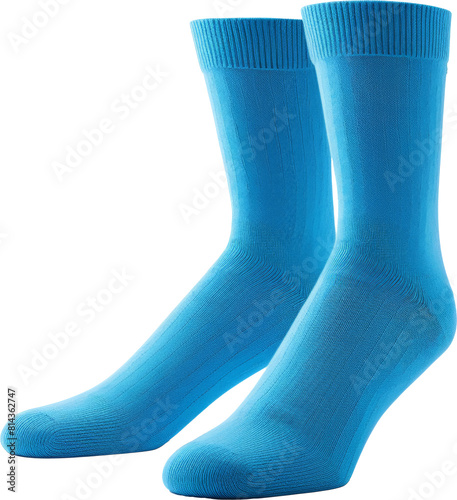 blue knitted socks isolated on white or transparent background,transparency 
