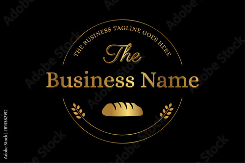 Gold Premium Bakery Logo Round Badge or Stamp