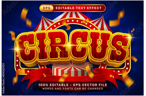 circus 3d text effect and editable text effect with tent and border show