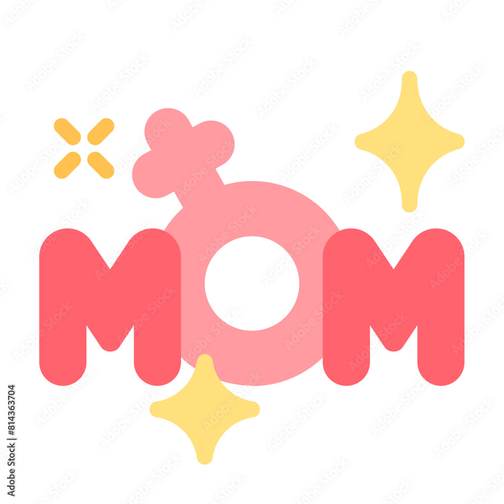 Mom Icon With Flat Color Style Mom Icon With Flat Color Style