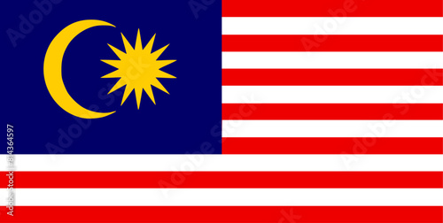 The flag of Malaysia. Flag icon. Standard color. Vector illustration.	
 photo