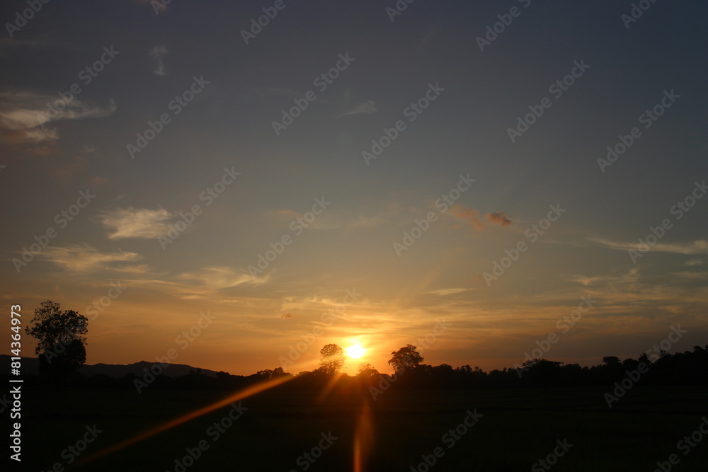 Panorama sunset sky and cloud background