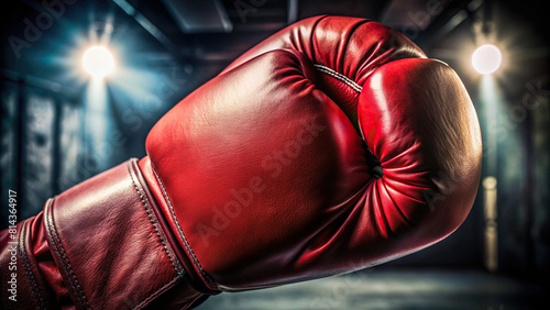 Detailed photo of a boxing glove with focus on the brand logo  © artsakon