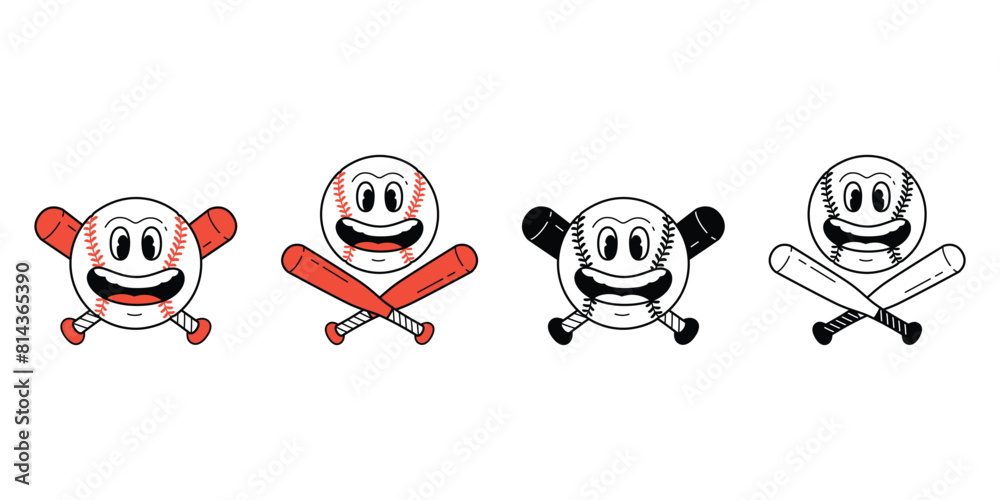 baseball vector face smile icon cartoon logo character doodle ball baseball bat softball sport symbol illustration clip art design baseball vector face smile icon cartoon logo character doodle ball baseball bat softball sport symbol illustration clip art design