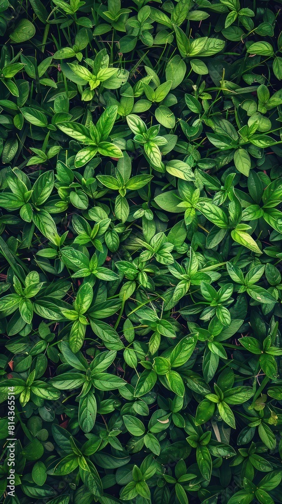 A dense green hedge is filled with small green leaves A dense green hedge is filled with small green leaves