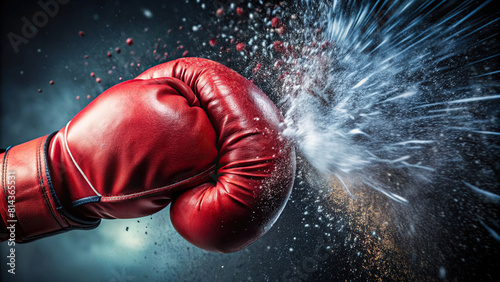 Extreme close-up of a boxing glove during impact  © artsakon