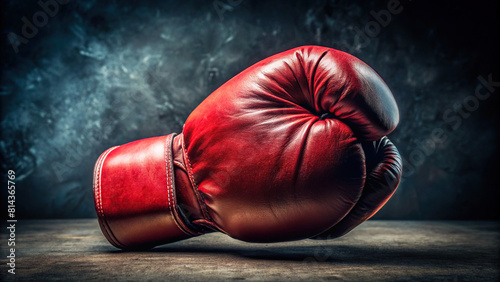 High-quality close-up of a boxing glove against a dark background  © artsakon