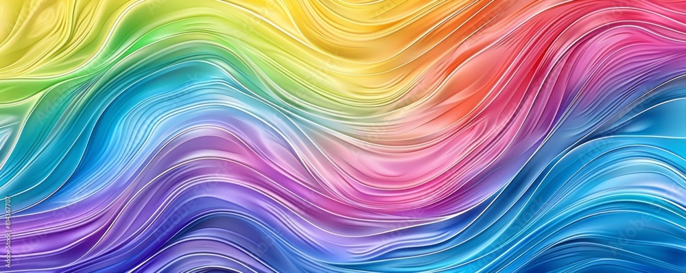 A rainbow wavy waves abstract background wallpaper, with neo-abstract realism, digitally enhanced, hard-edge color field, and bold colorful lines. A rainbow wavy waves abstract background wallpaper, with neo-abstract realism, digitally enhanced, hard-edge color field, and bold colorful lines.