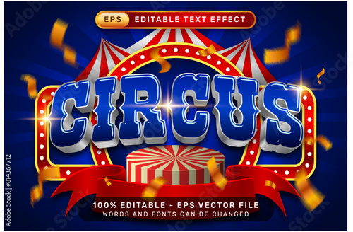 circus 3d text effect and editable text effect with tent and border show