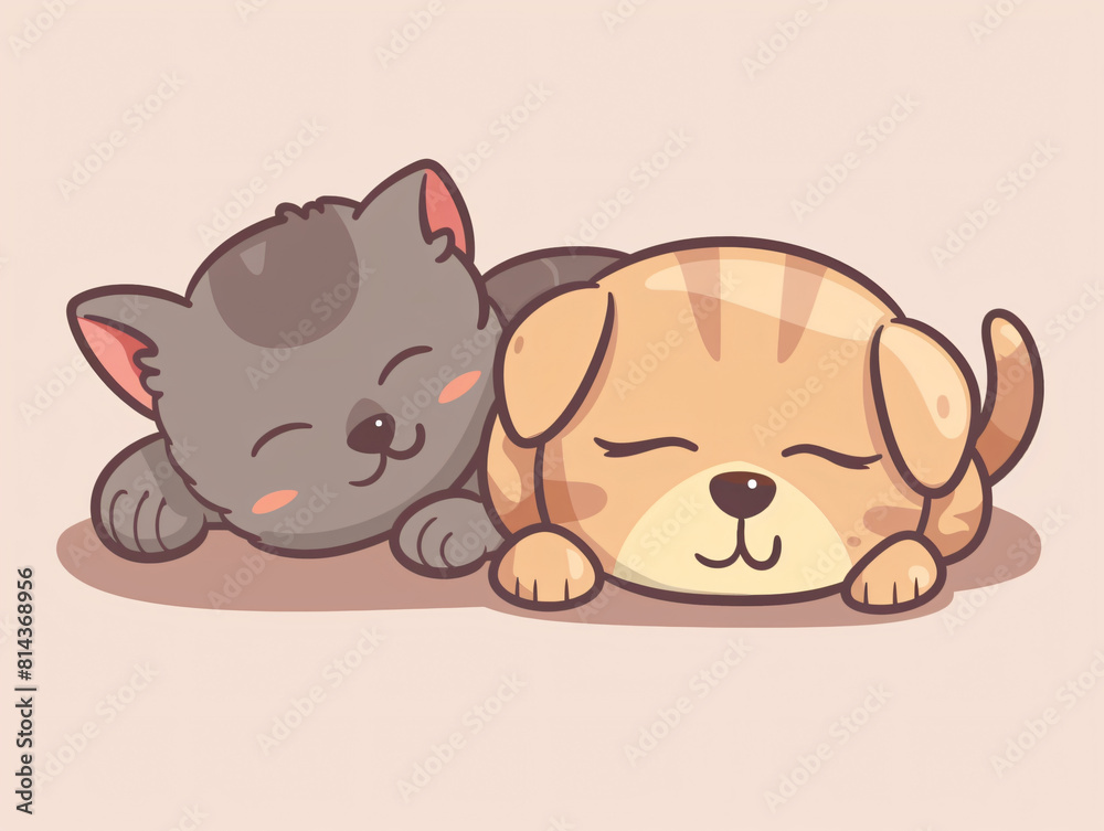 Peaceful Naptime for Adorable Cartoon Pets, Featuring Warm Gray and Brown Hues, Soft Fur Texture, and Simple Design Style Background, Perfect for Pet Lovers and Animal-Themed Advertisements with Copy Peaceful Naptime for Adorable Cartoon Pets, Featuring Warm Gray and Brown Hues, Soft Fur Texture, and Simple Design Style Background, Perfect for Pet Lovers and Animal-Themed Advertisements with Copy