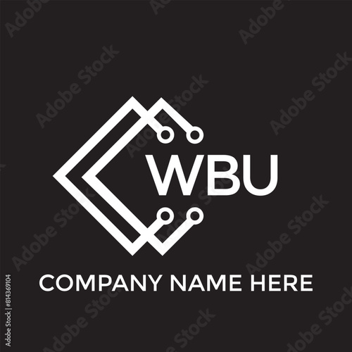 WBU letter technology logo design on black background. WBU creative initials letter IT logo concept. WBU setting shape design
 photo