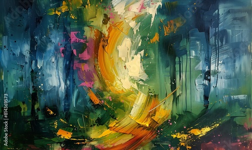 person walking forest umbrella twisted turn fate abstraction green gold palette twin souls abstract high luminosity whirlwind