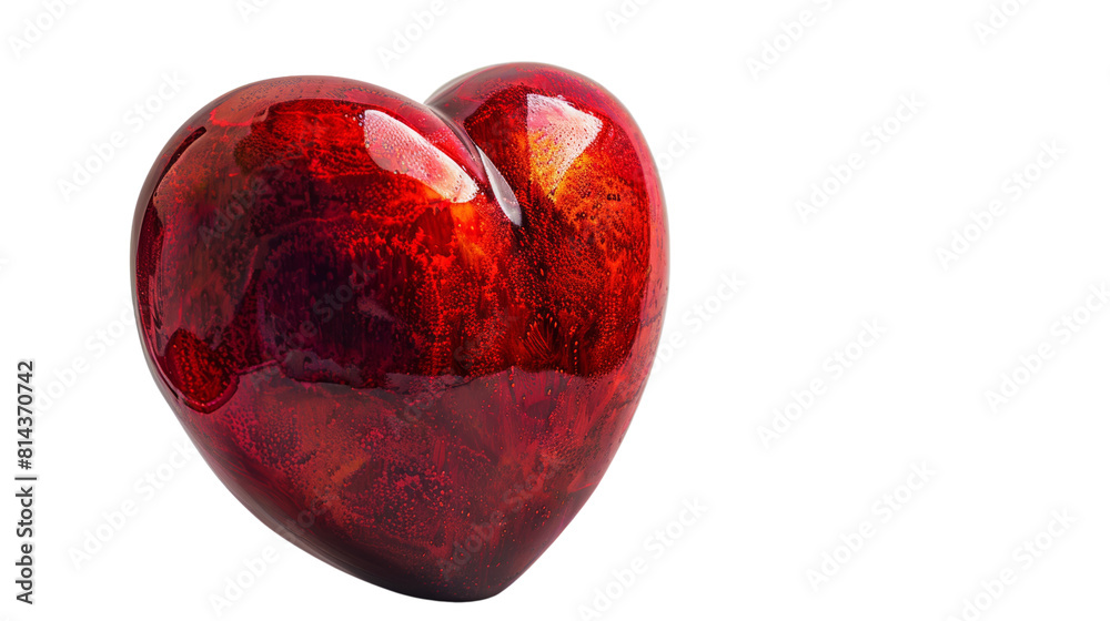 a single, vibrant red heart with subtle texture and realistic lighting, Isolated on a white background