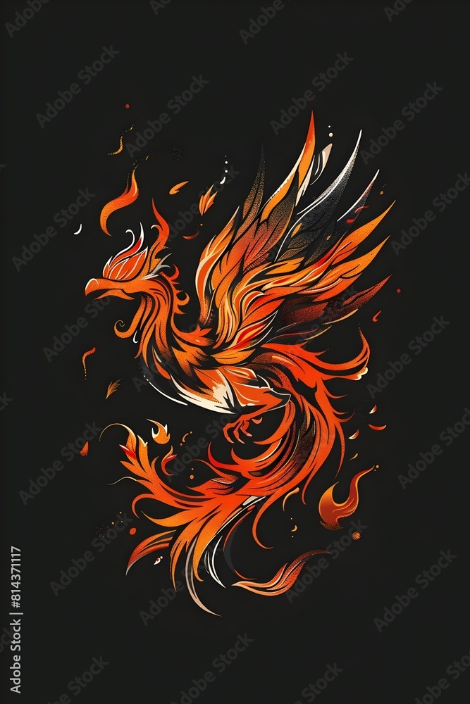 Majestic Phoenix in Japanese Ink Wash Painting Style Symbolizing Rebirth and Renewal Majestic Phoenix in Japanese Ink Wash Painting Style Symbolizing Rebirth and Renewal