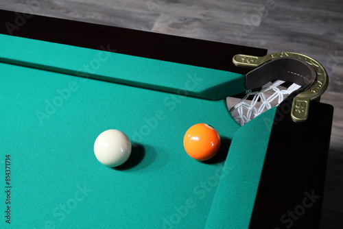 billiard balls billiard table fabric green close-up