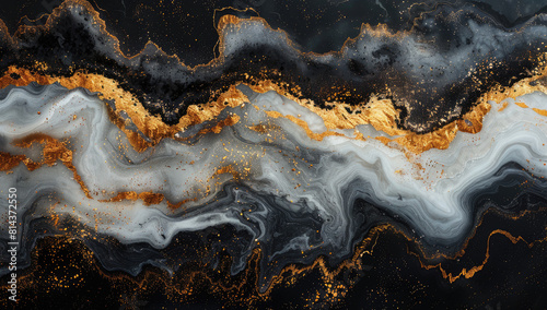 Black, white and golden marble background. Created with Ai