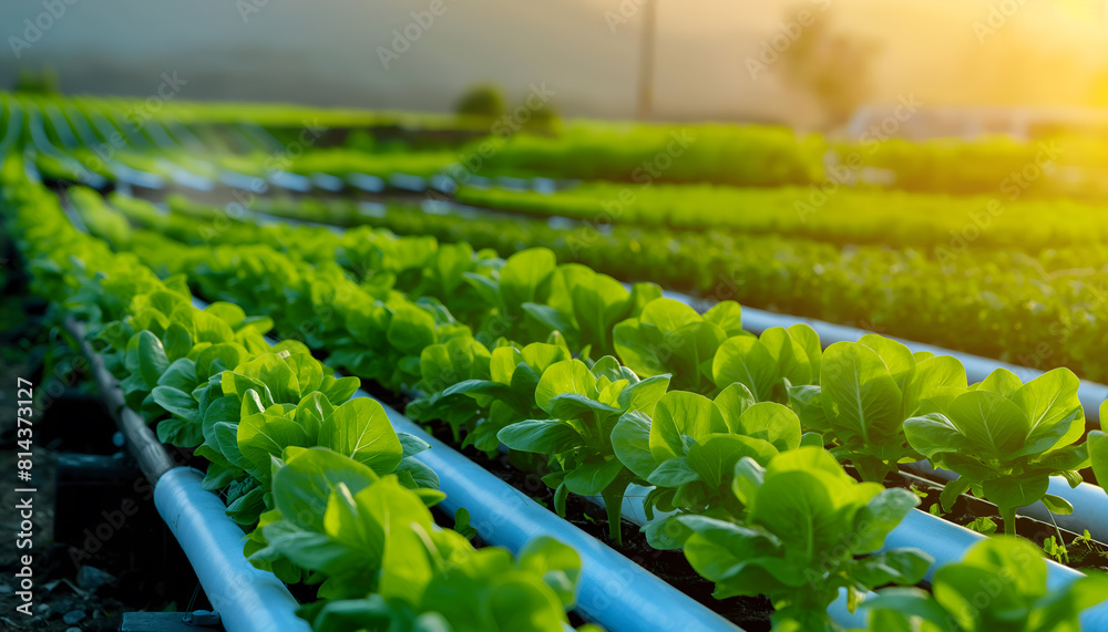 Obraz premium Vegetable growing in hydroponic system