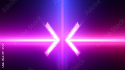 two neon arrows pointing , pink and purple gradient background. Generative ai