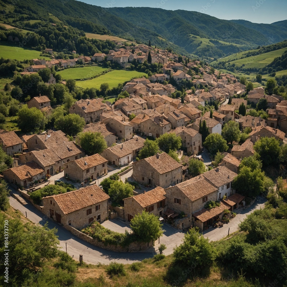 Celebrate National Camera Day with a picturesque shot of a quaint European village nestled in the hills.

