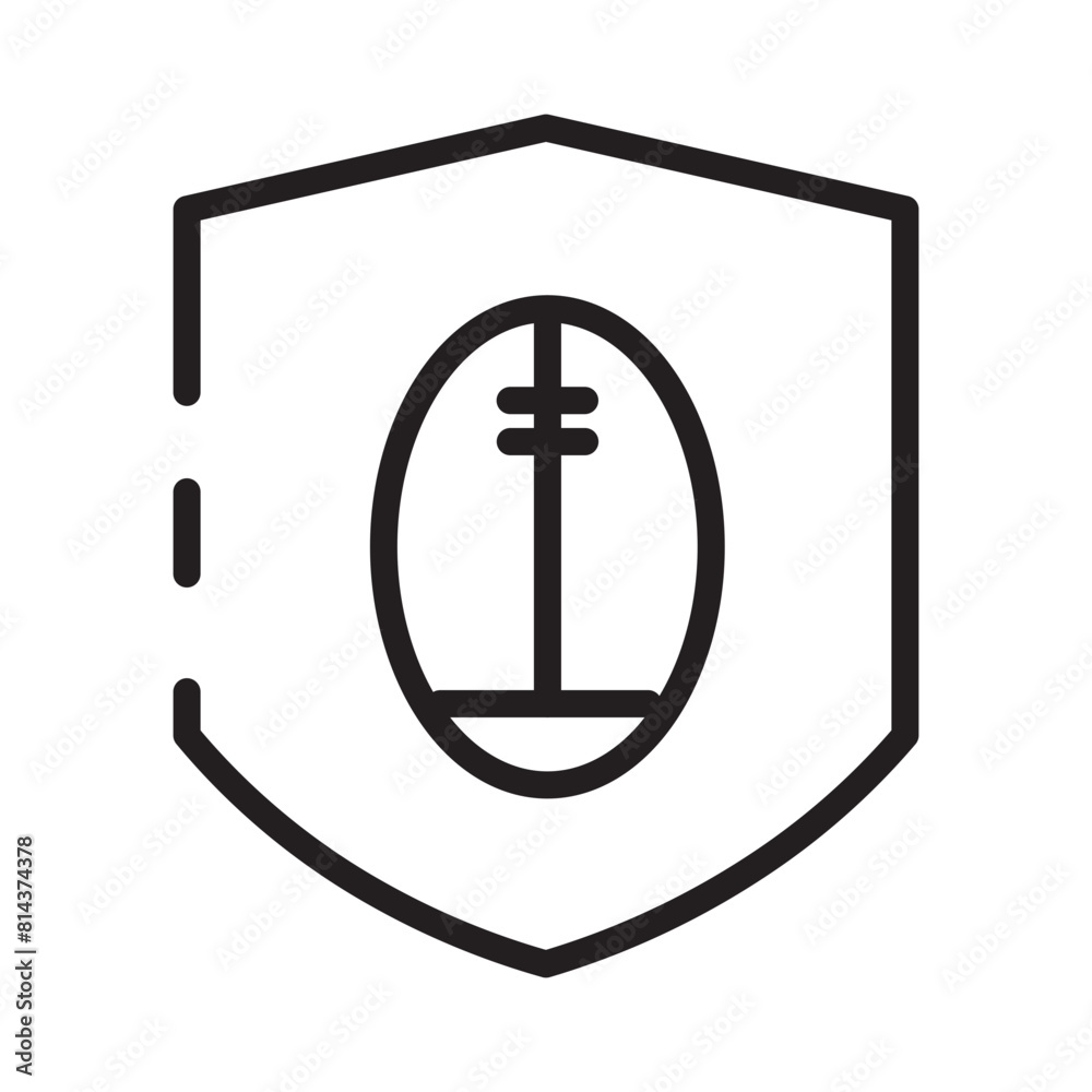 Fototapeta premium Rugby Security Shield Line Icon