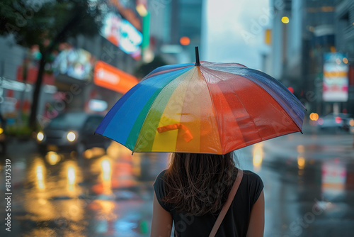 Woman hand with umbrella in the rain