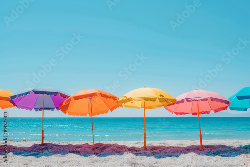 Seaside beach umbrella on a summer day