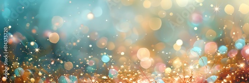 sparkles abstract background, light blue, pink and golden colors