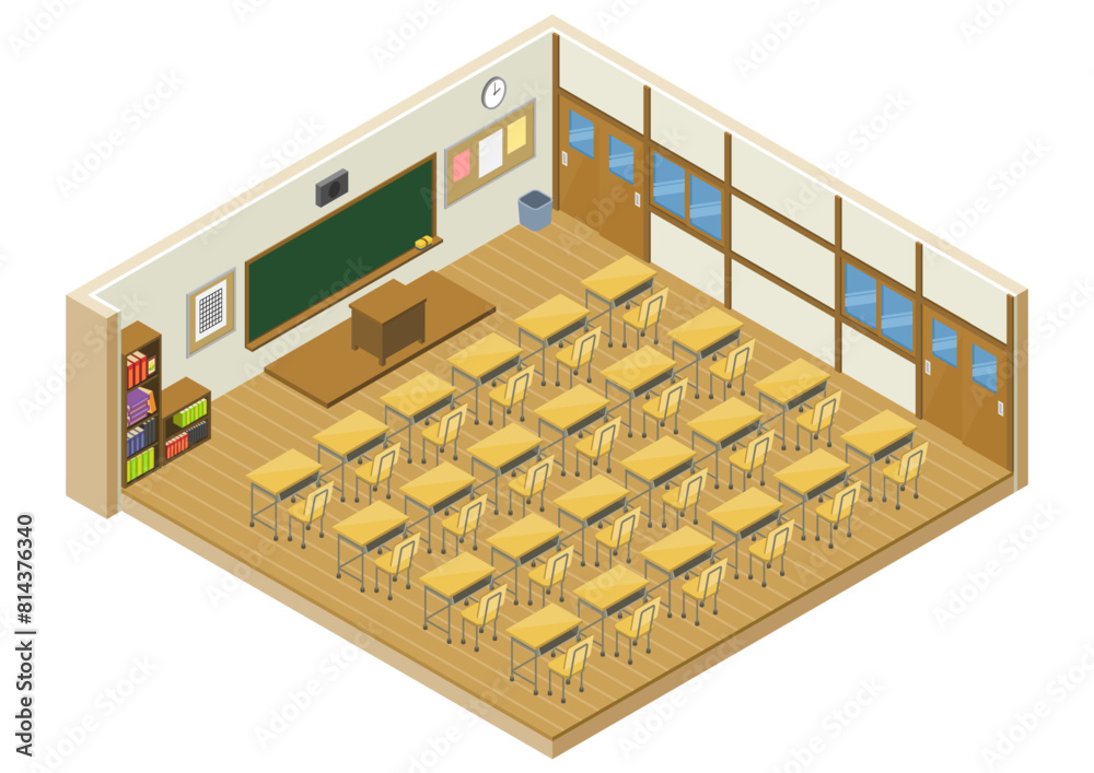 Obraz premium アイソメトリック 学校教室 大