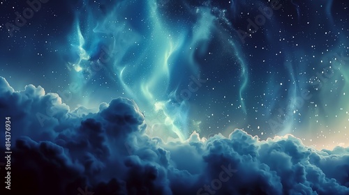 night sky stars clouds amazing exquisite teal lights opalescent princess dissolving air curtain bifrost satanistic stunning header blue photo