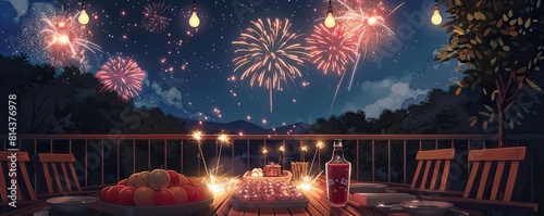 A vintage Independence Day celebration with sparklers and oldfashioned patriotic decor photo