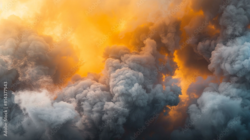 Smoky amber, golden yellow merging into a cloud of gray