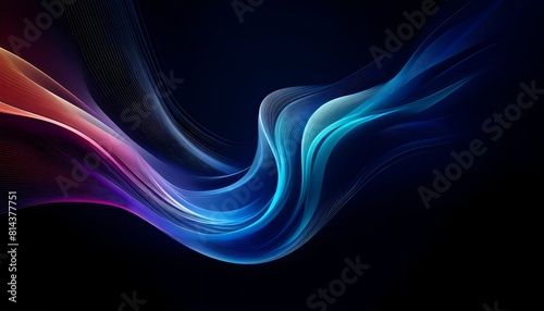 a seamless flow of vibrant, colored waves on a dark background, illustrating the concept of fluid dynamics in a visually stunning manner