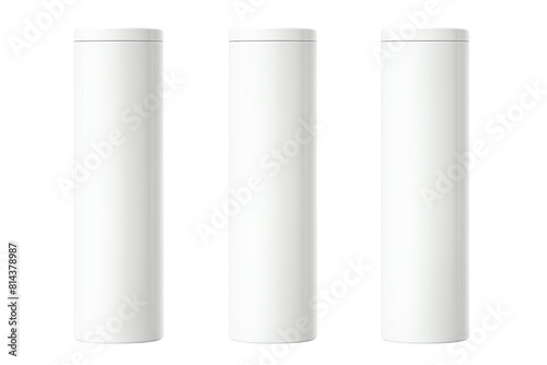 3 white cylinders on a white background