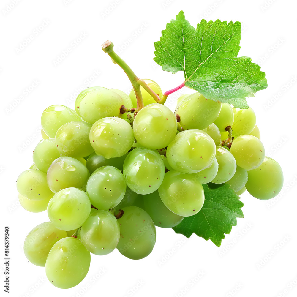 Rich green grapes Isolated on transparent background Rich green grapes Isolated on transparent background