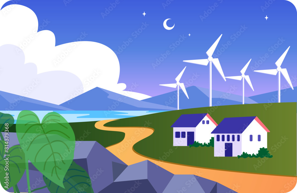 Fototapeta premium wind turbines in the field