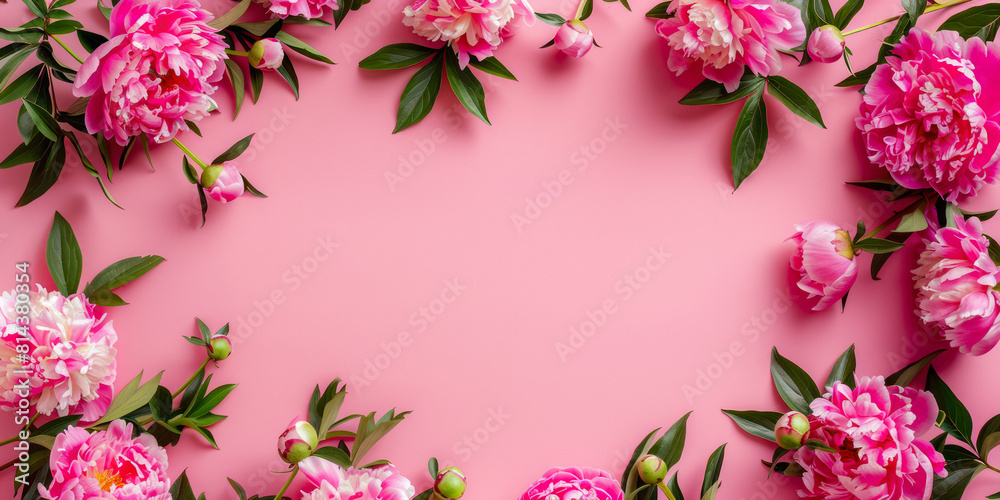 Decorative Rose Buds On A Matte Pink Smooth Background With A Blank Area Created Using Artificial Intelligence Decorative Rose Buds On A Matte Pink Smooth Background With A Blank Area Created Using Artificial Intelligence