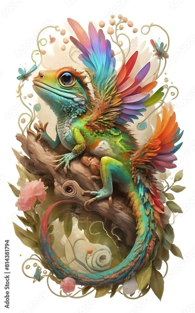 Fototapeta premium Lizard Illustration Colorful Art
