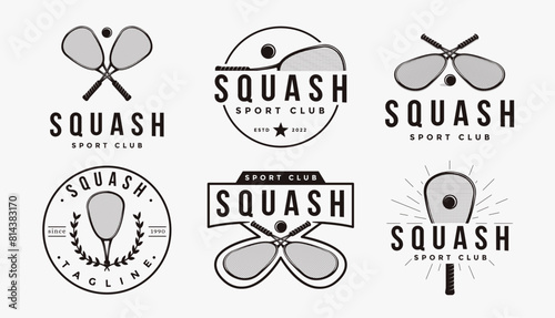 Set of badge emblem Squash club, tournament, squash logo design vector on white background