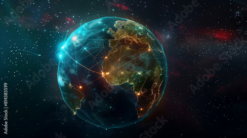 Glowing Earth with Network Connections