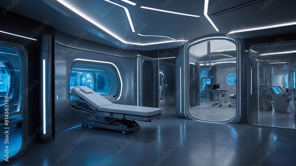 futuristic medical facility with sleek metallic futuristic medical facility with sleek metallic